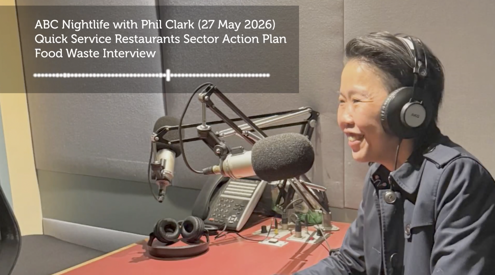 Li Ping Thong interviewing at ABC Studio for national interview (ABC Nightlife with Phil Clark)